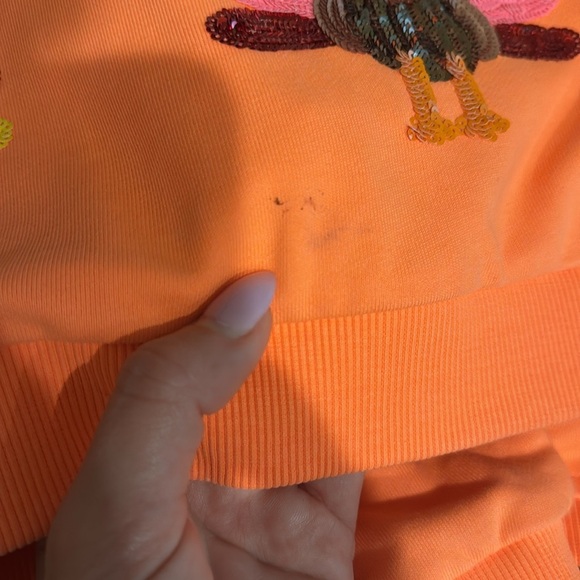Queen of Sparkles Neon Orange Turkey Sweatshirt - Picture 4 of 4